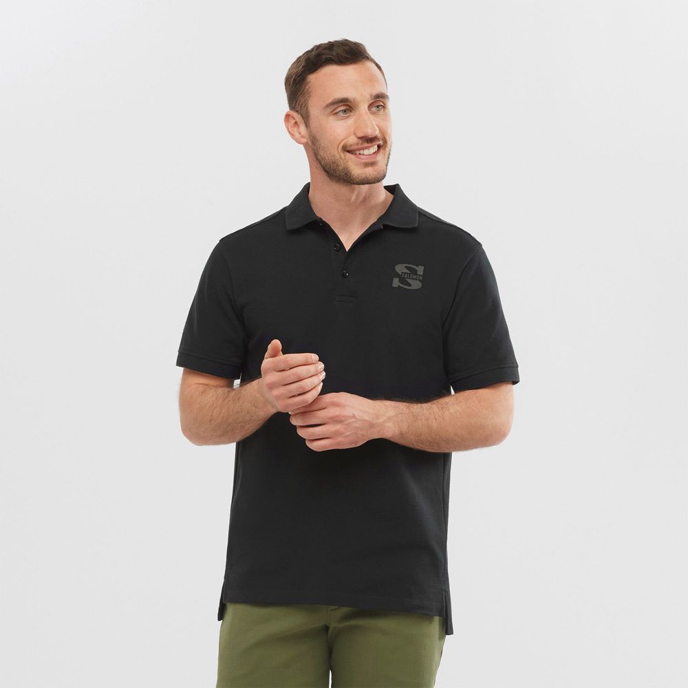 SALOMON UK OUTLIFE SS POLO M - Mens T-shirts Black,VSQK74018